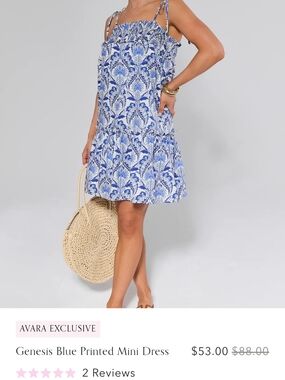 AVARA Genesis Blue Printed Mini Dress